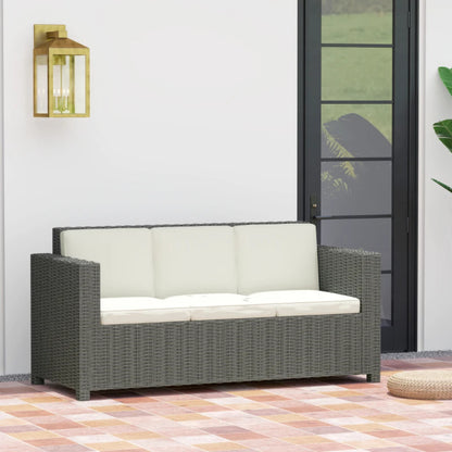 Outsunny 3 Seater Rattan Sofa All-Weather Wicker Weave Metal Frame Chair with Fire Resistant Cushion