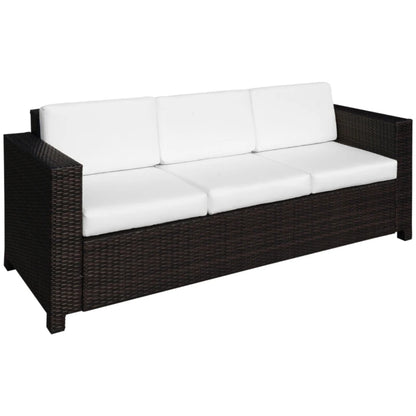Outsunny 3 Seater Rattan Sofa All-Weather Wicker Weave Metal Frame Chair with Fire Resistant Cushion