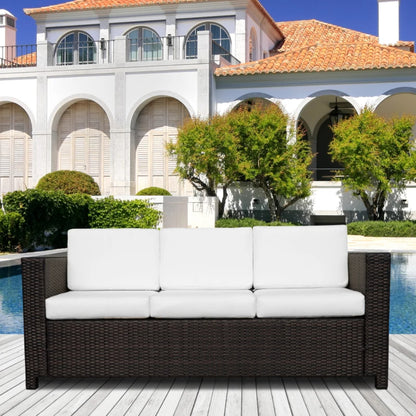 Outsunny 3 Seater Rattan Sofa All-Weather Wicker Weave Metal Frame Chair with Fire Resistant Cushion