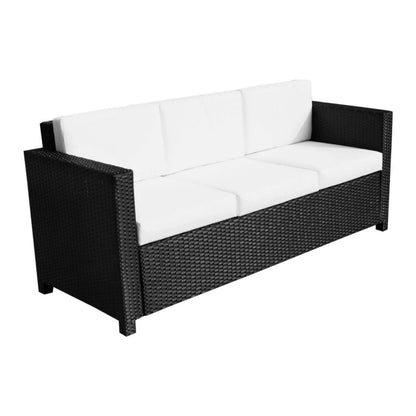 Outsunny 3 Seater Rattan Sofa All-Weather Wicker Weave Metal Frame Chair with Fire Resistant Cushion
