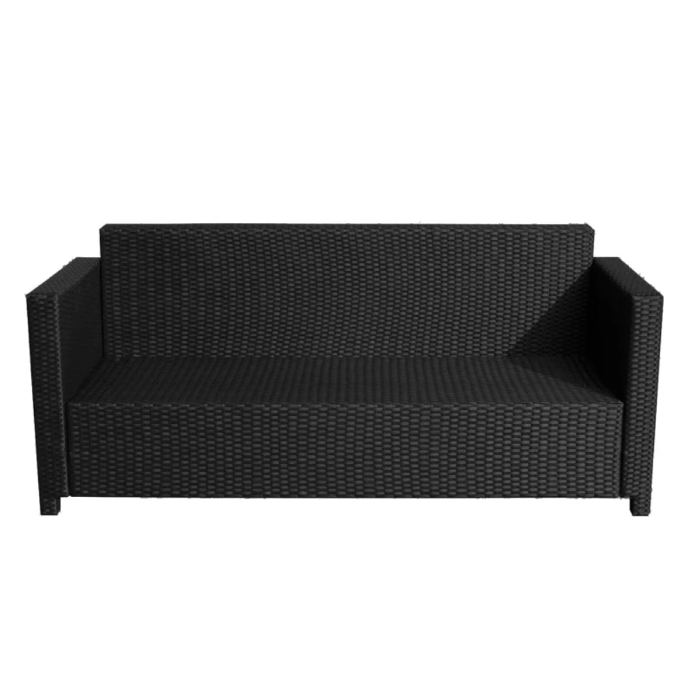 Outsunny 3 Seater Rattan Sofa All-Weather Wicker Weave Metal Frame Chair with Fire Resistant Cushion