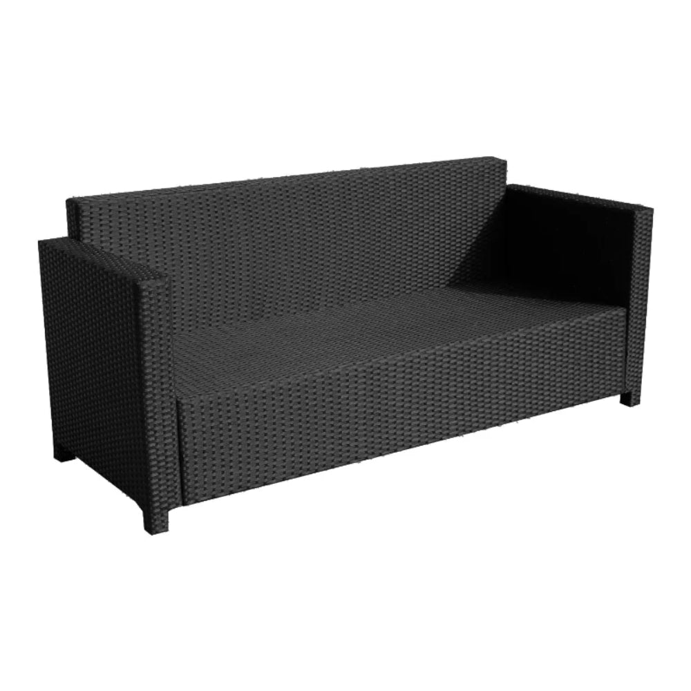 Outsunny 3 Seater Rattan Sofa All-Weather Wicker Weave Metal Frame Chair with Fire Resistant Cushion
