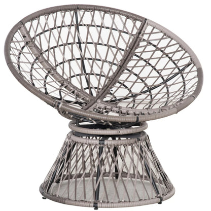 Outsunny 360&deg; Swivel Rattan Papasan Moon Bowl Chair Round Lounge Garden Wicker Basket Seat with Padded Cushion Oversized for Outdoor Indoor
