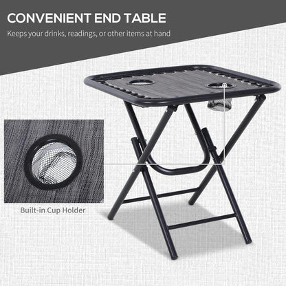 Outsunny 3pcs Folding Zero Gravity Chairs Sun Lounger Table Set w/ Cup Holders Reclining Garden Yard Pool 4