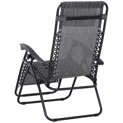 Outsunny 3pcs Folding Zero Gravity Chairs Sun Lounger Table Set w/ Cup Holders Reclining Garden Yard Pool 9