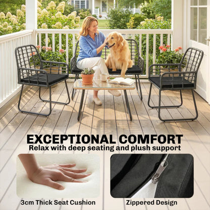 Outsunny 4 Piece Rattan Garden Furniture Set, Outdoor Patio Furniture with Loveseat, Armchairs and Coffee Table
