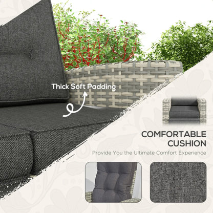 Outsunny 4 Piece Rattan Garden Furniture Set Outdoor Sofa Sectional Set with Glass Top Table for Poolside