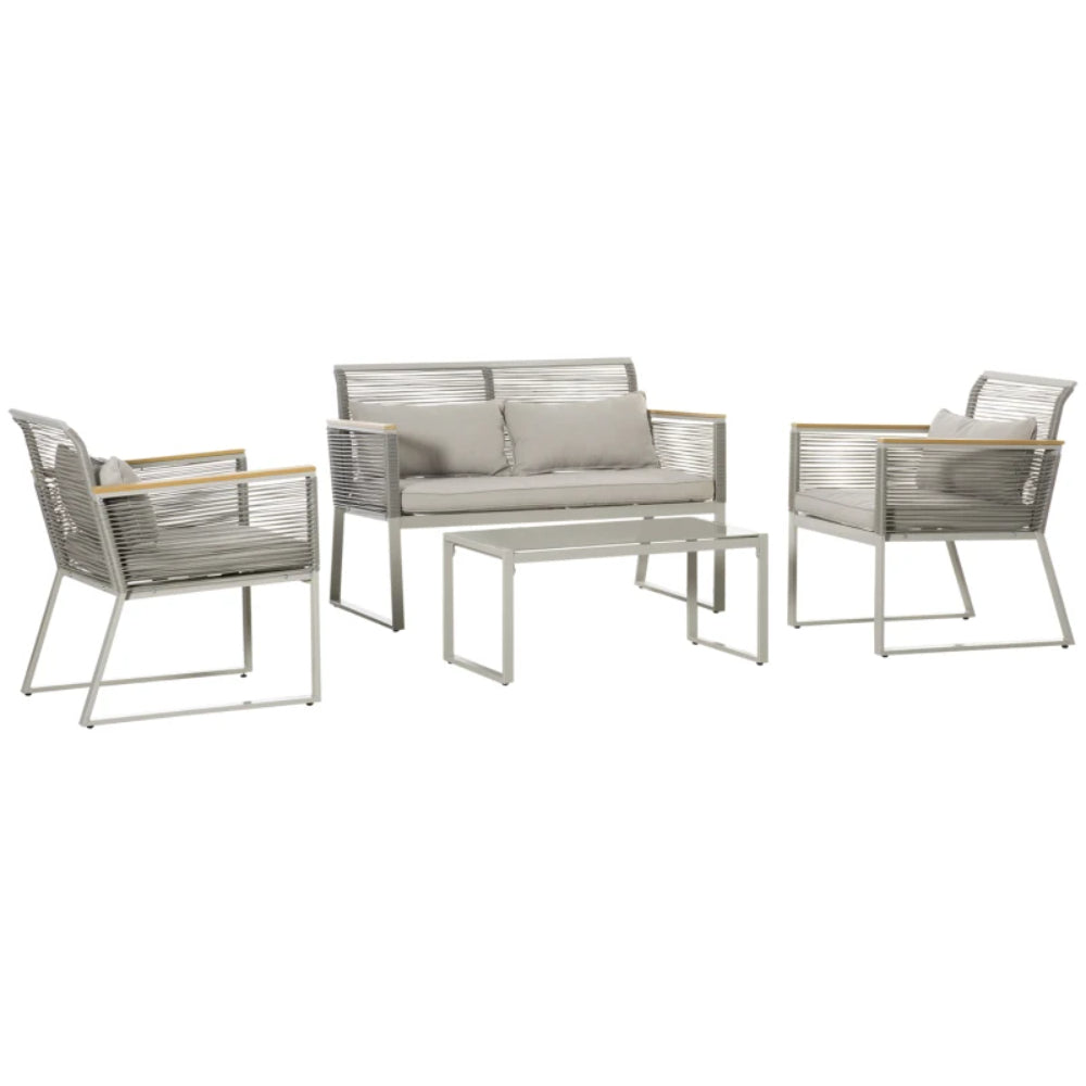 Outsunny 4 Pieces Rattan Garden Furniture Set