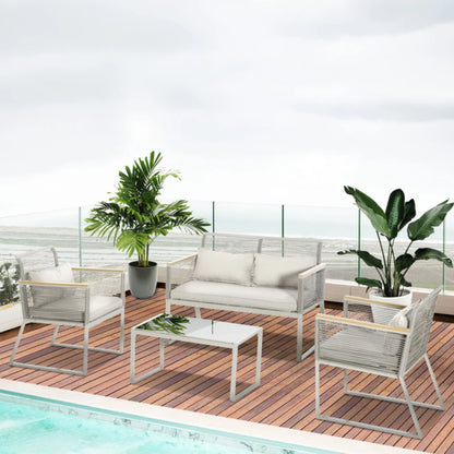 Outsunny 4 Pieces Rattan Garden Furniture Set