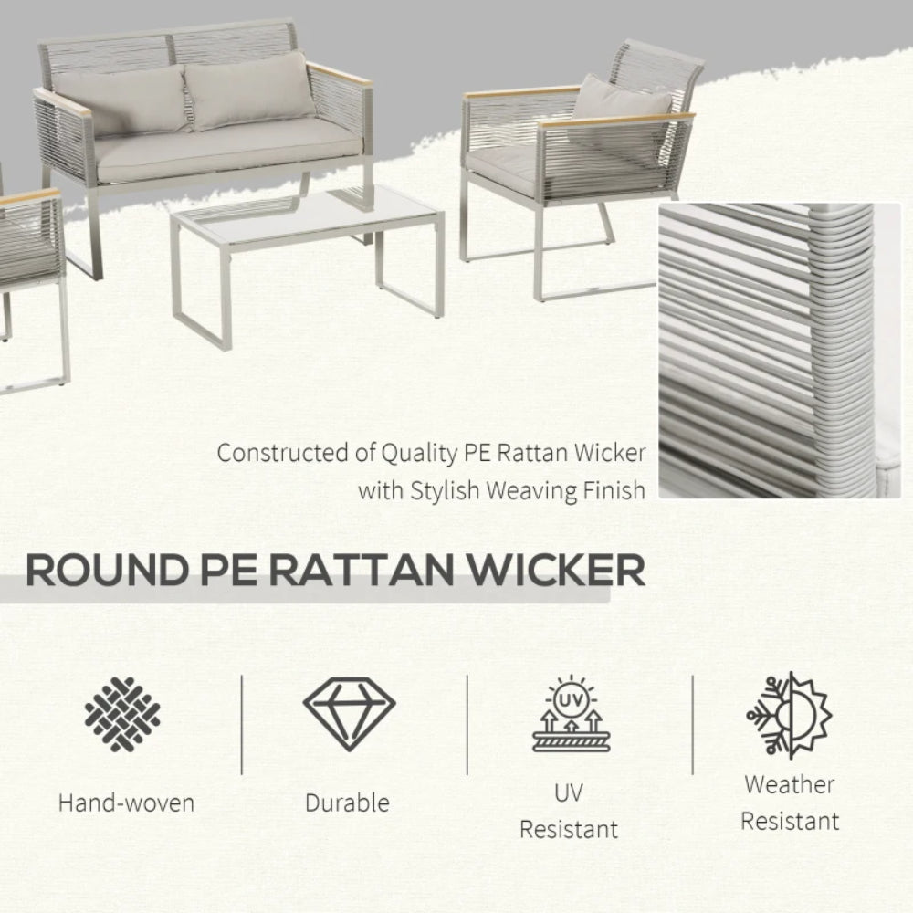 Outsunny 4 Pieces Rattan Garden Furniture Set