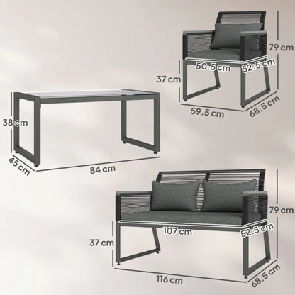 Outsunny 4 Pieces Rattan Garden Furniture Set