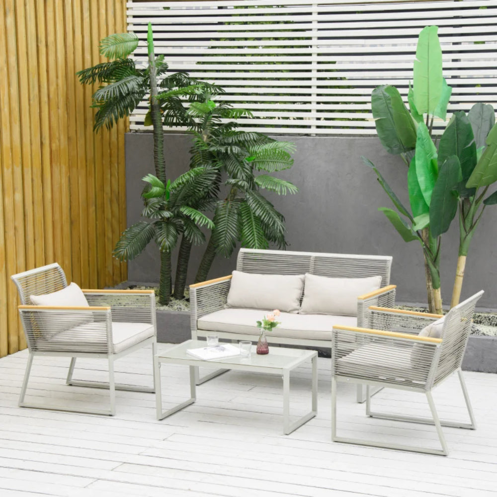 Outsunny 4 Pieces Rattan Garden Furniture Set
