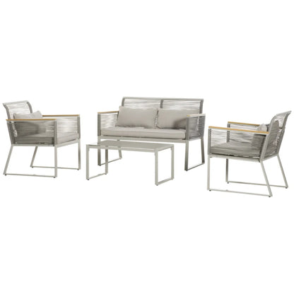 Outsunny 4 Pieces Rattan Garden Furniture Set