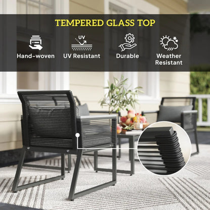 Outsunny 4 Pieces Rattan Garden Furniture Set