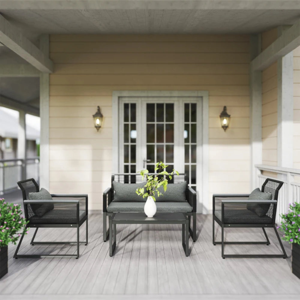 Outsunny 4 Pieces Rattan Garden Furniture Set