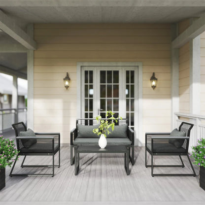 Outsunny 4 Pieces Rattan Garden Furniture Set