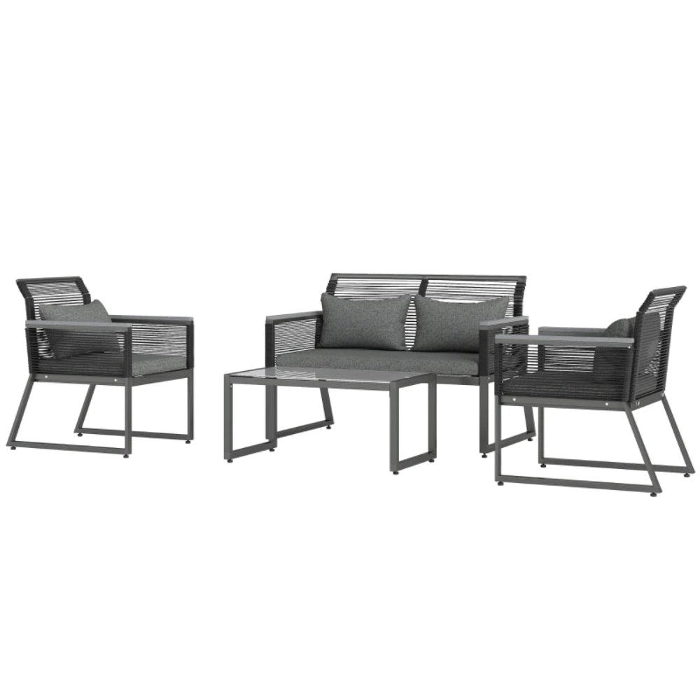 Outsunny 4 Pieces Rattan Garden Furniture Set
