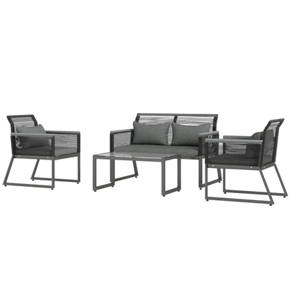 Outsunny 4 Pieces Rattan Garden Furniture Set