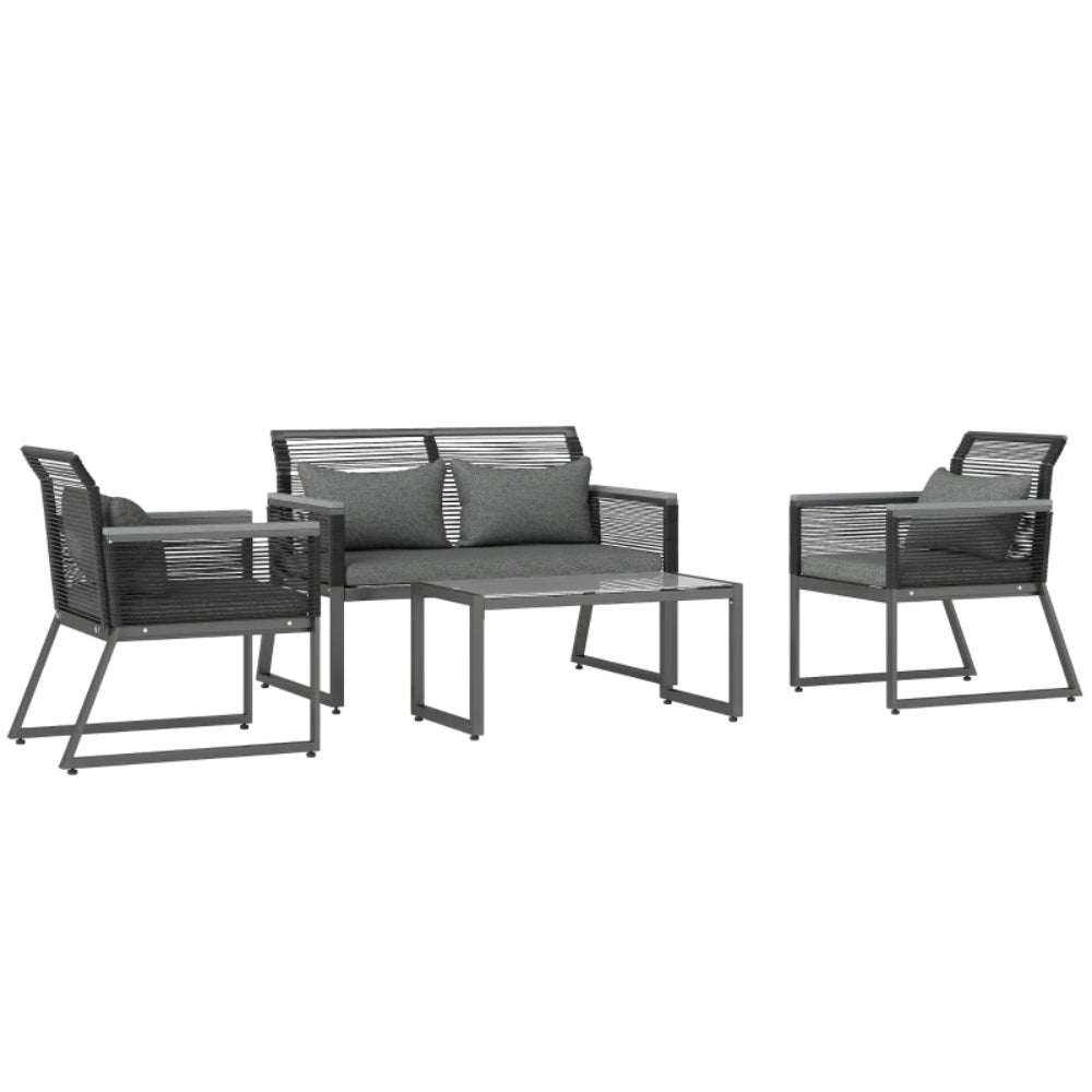 Outsunny 4 Pieces Rattan Garden Furniture Set