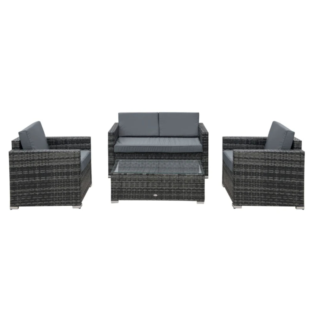 Outsunny 4 Pieces Wicker Steel Rattan Sofa Set Garden Chair Seat Furniture Patio