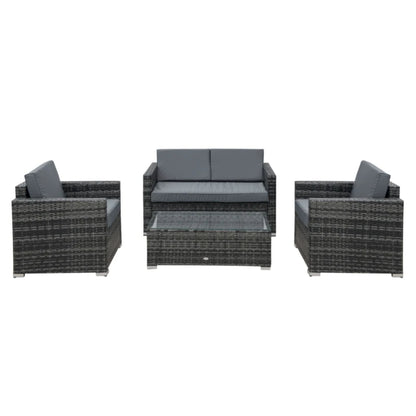 Outsunny 4 Pieces Wicker Steel Rattan Sofa Set Garden Chair Seat Furniture Patio
