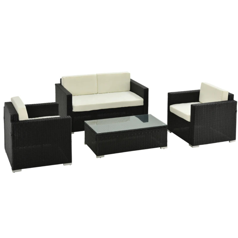 Outsunny 4 Pieces Wicker Steel Rattan Sofa Set Garden Chair Seat Furniture Patio