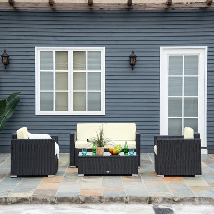 Outsunny 4 Pieces Wicker Steel Rattan Sofa Set Garden Chair Seat Furniture Patio