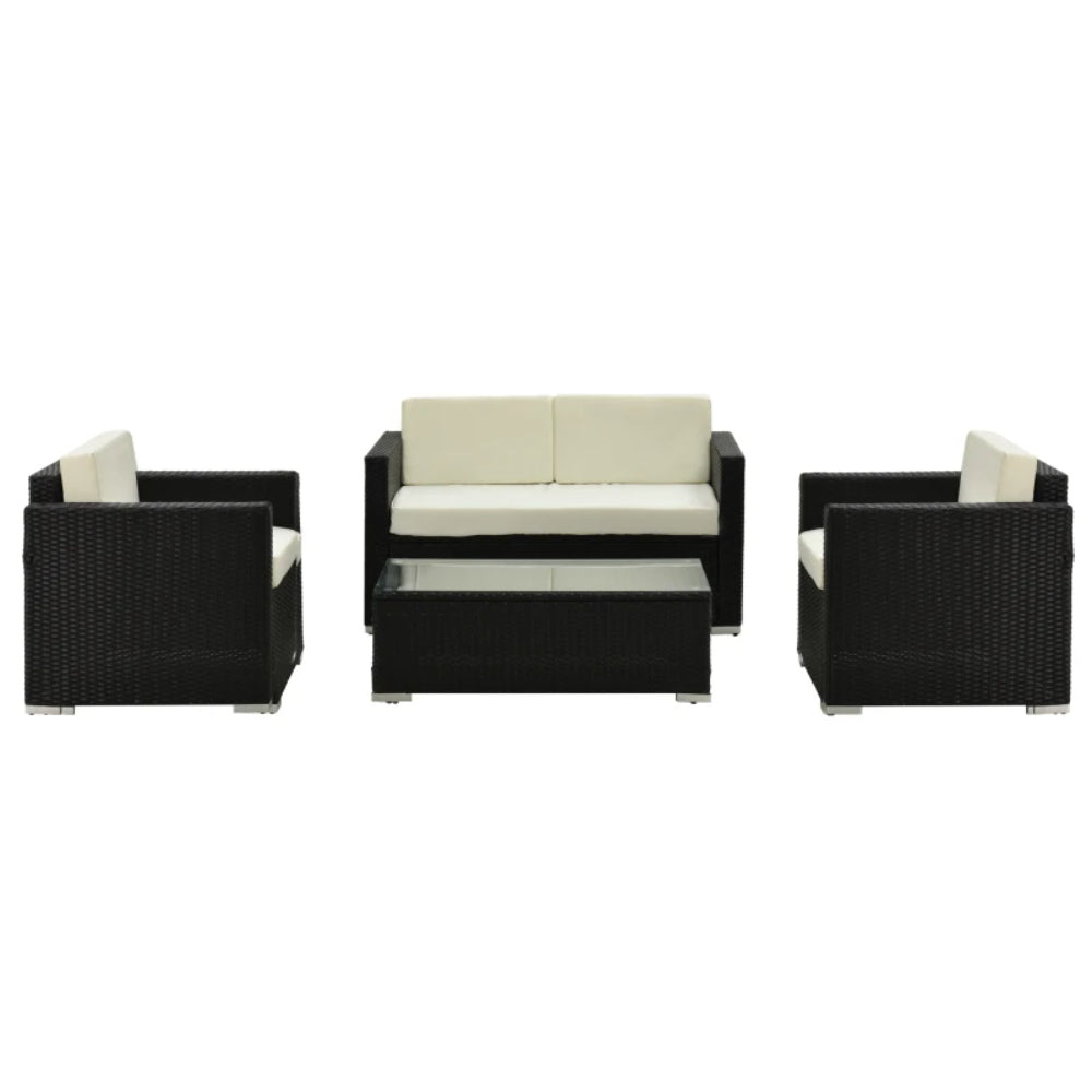 Outsunny 4 Pieces Wicker Steel Rattan Sofa Set Garden Chair Seat Furniture Patio