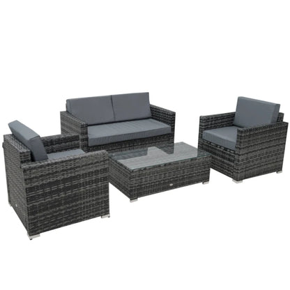Outsunny 4 Pieces Wicker Steel Rattan Sofa Set Garden Chair Seat Furniture Patio