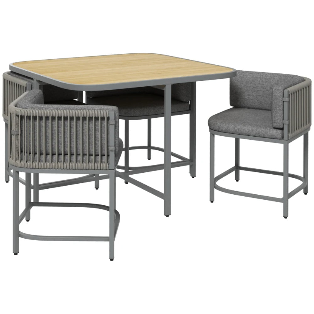 Outsunny 4-Seater Rattan Cube Garden Furniture Set with Cushions
