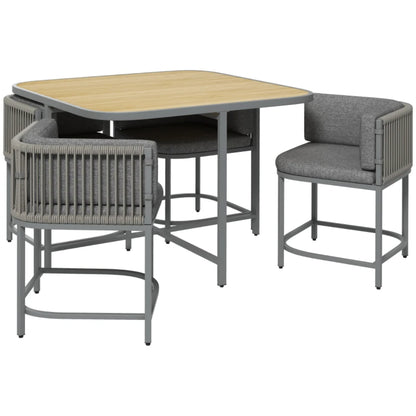 Outsunny 4-Seater Rattan Cube Garden Furniture Set with Cushions