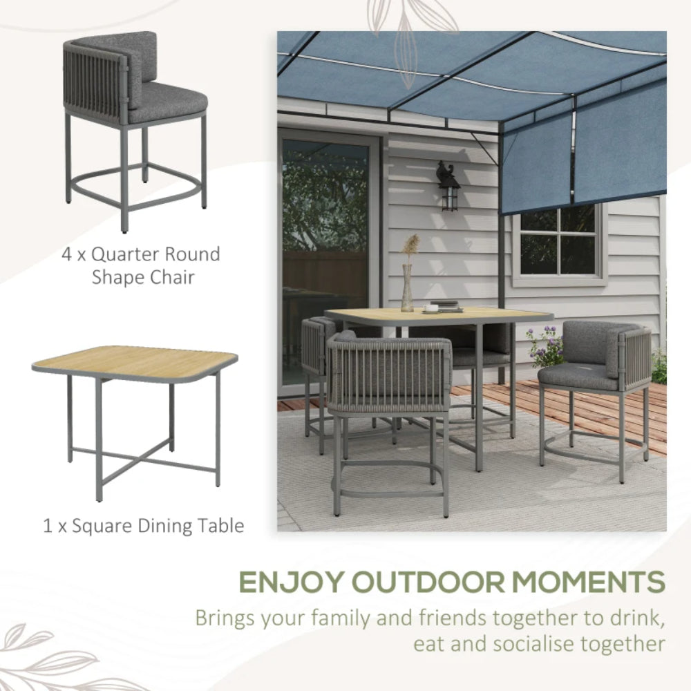 Outsunny 4-Seater Rattan Cube Garden Furniture Set with Cushions