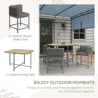 Outsunny 4-Seater Rattan Cube Garden Furniture Set with Cushions