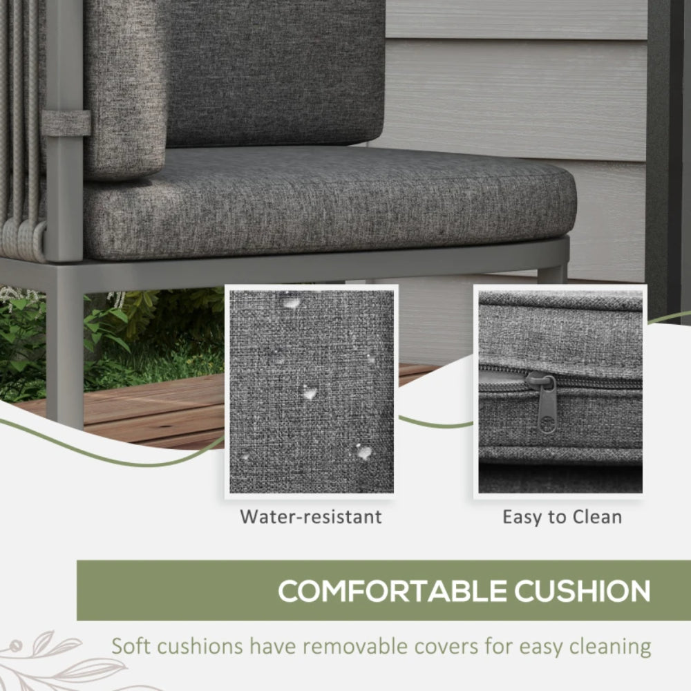 Outsunny 4-Seater Rattan Cube Garden Furniture Set with Cushions
