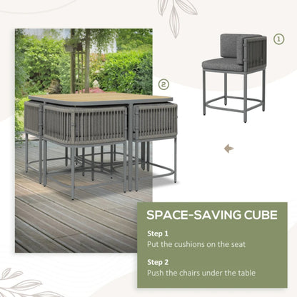 Outsunny 4-Seater Rattan Cube Garden Furniture Set with Cushions