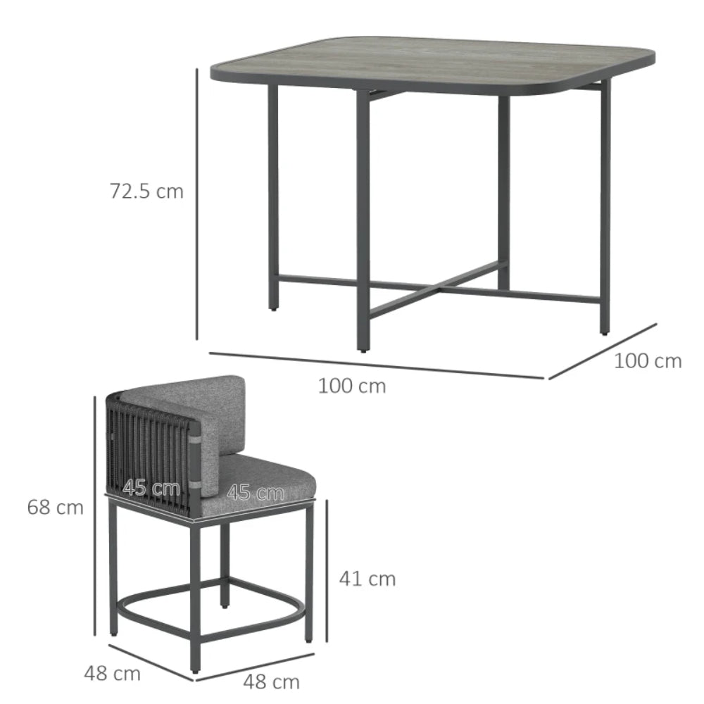Outsunny 4-Seater Rattan Cube Garden Furniture Set with Cushions