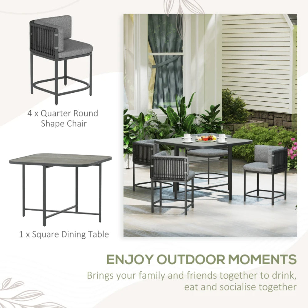 Outsunny 4-Seater Rattan Cube Garden Furniture Set with Cushions