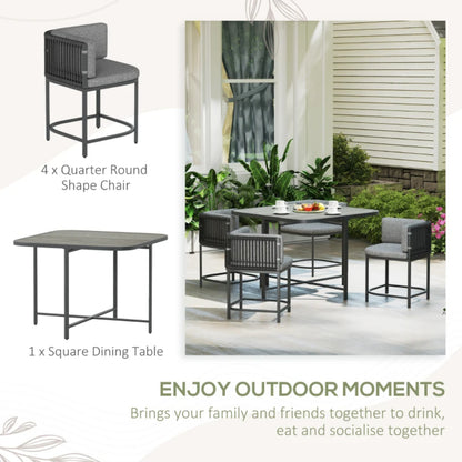 Outsunny 4-Seater Rattan Cube Garden Furniture Set with Cushions