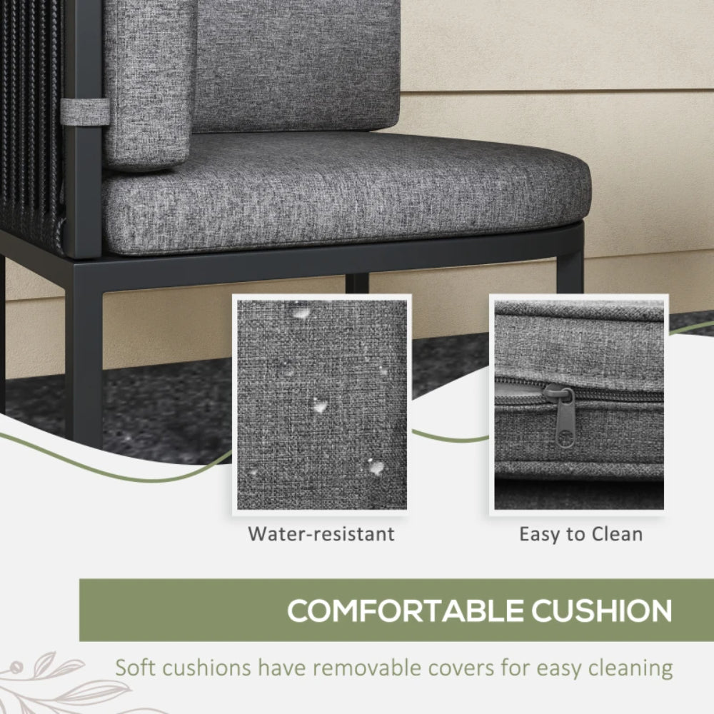 Outsunny 4-Seater Rattan Cube Garden Furniture Set with Cushions