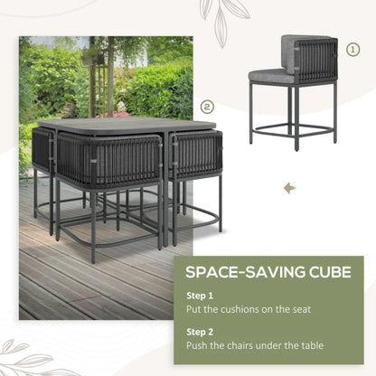 Outsunny 4-Seater Rattan Cube Garden Furniture Set with Cushions