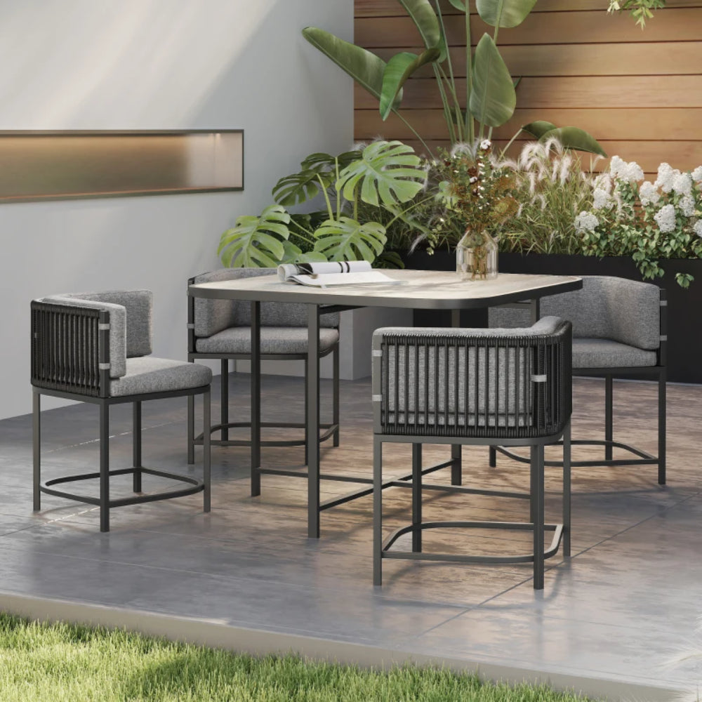Outsunny 4-Seater Rattan Cube Garden Furniture Set with Cushions