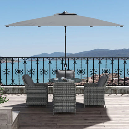 Outsunny 4 Seater Rattan Dining Set with Parasol & Cushions