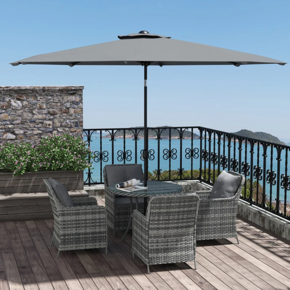 Outsunny 4 Seater Rattan Dining Set with Parasol & Cushions