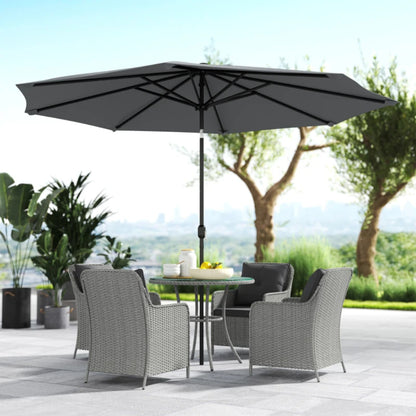 Outsunny 4 Seater Rattan Dining Set with Parasol & Cushions
