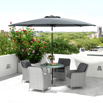 Outsunny 4 Seater Rattan Dining Set with Parasol & Cushions