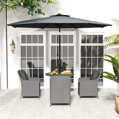 Outsunny 4 Seater Rattan Dining Set with Parasol & Cushions