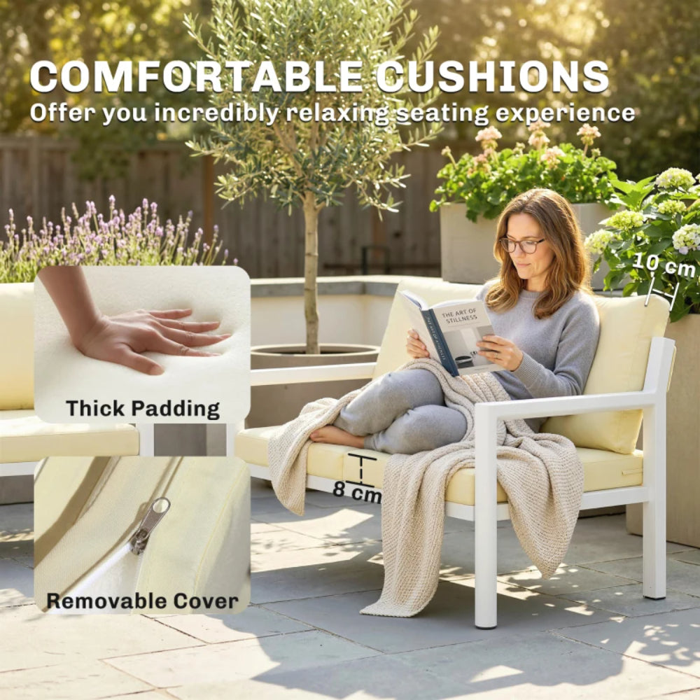 Outsunny 4 Seater Rattan Garden Furniture Set with 2 Armchairs, Loveseat, Coffee Table, Garden Sofa Set with Cushions, Beige Additional Image 5