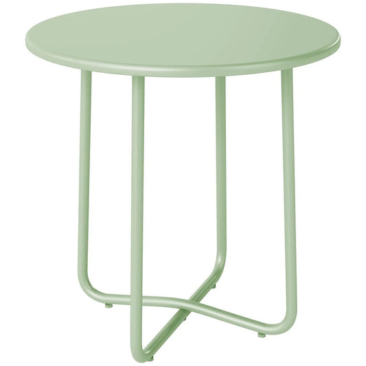 Outsunny 48 cm Round Garden Side Table, Small Metal Outdoor Garden Table with Rolled Edge 