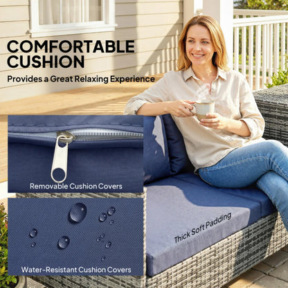 Outsunny 4pc Garden Rattan Wicker Outdoor Furniture Patio Corner Sofa Love Seat and Table Set with Cushions Side Desk Storage Additional Image 20