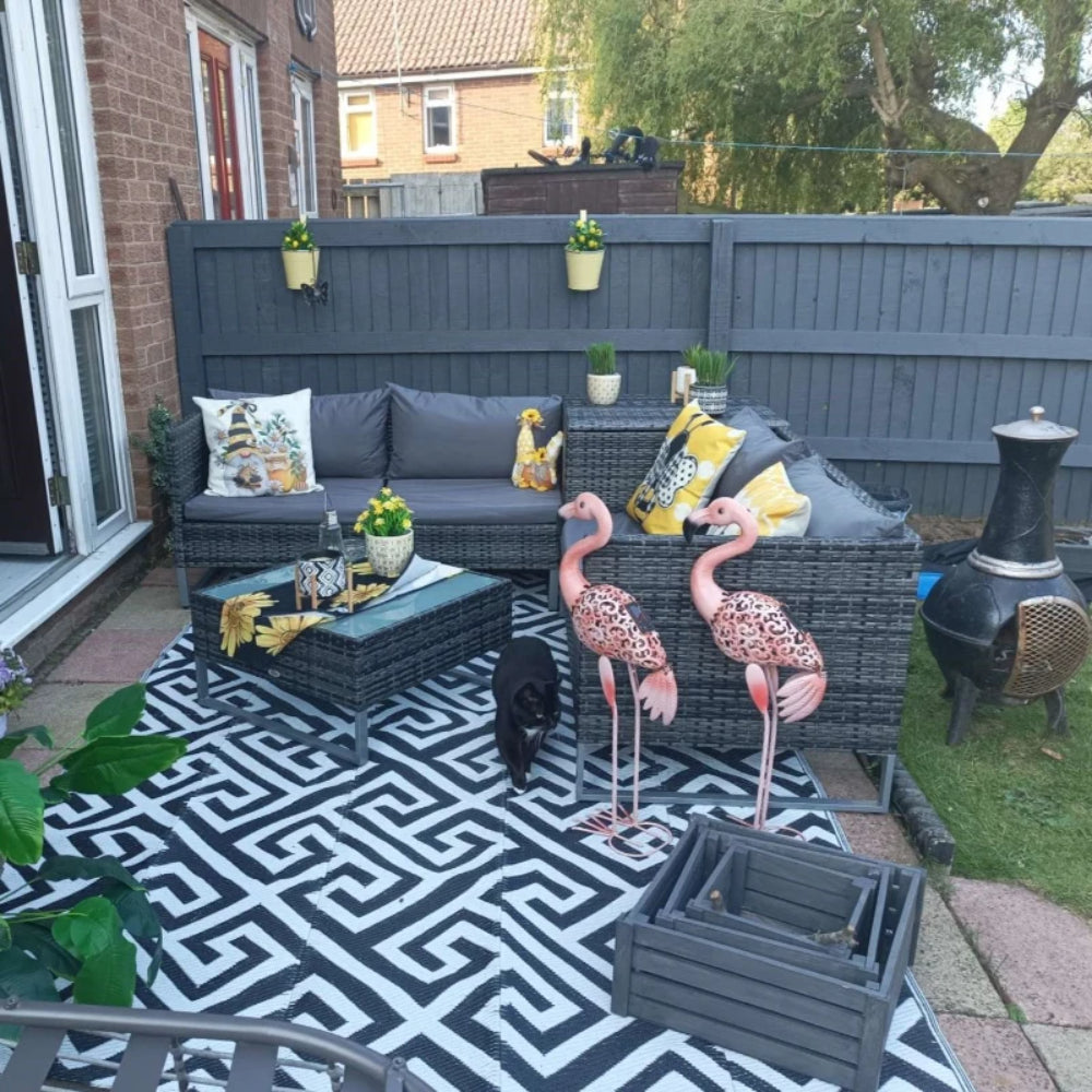 Outsunny 4pc Garden Rattan Wicker Outdoor Furniture Patio Corner Sofa Love Seat and Table Set with Cushions Side Desk Storage Additional Image 7